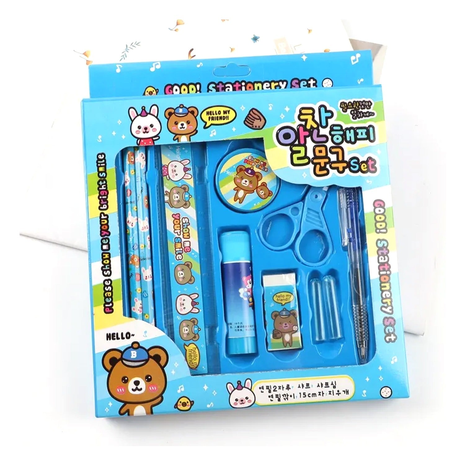 Colorful stationery set showcasing a protective pencil cover and writing tools.