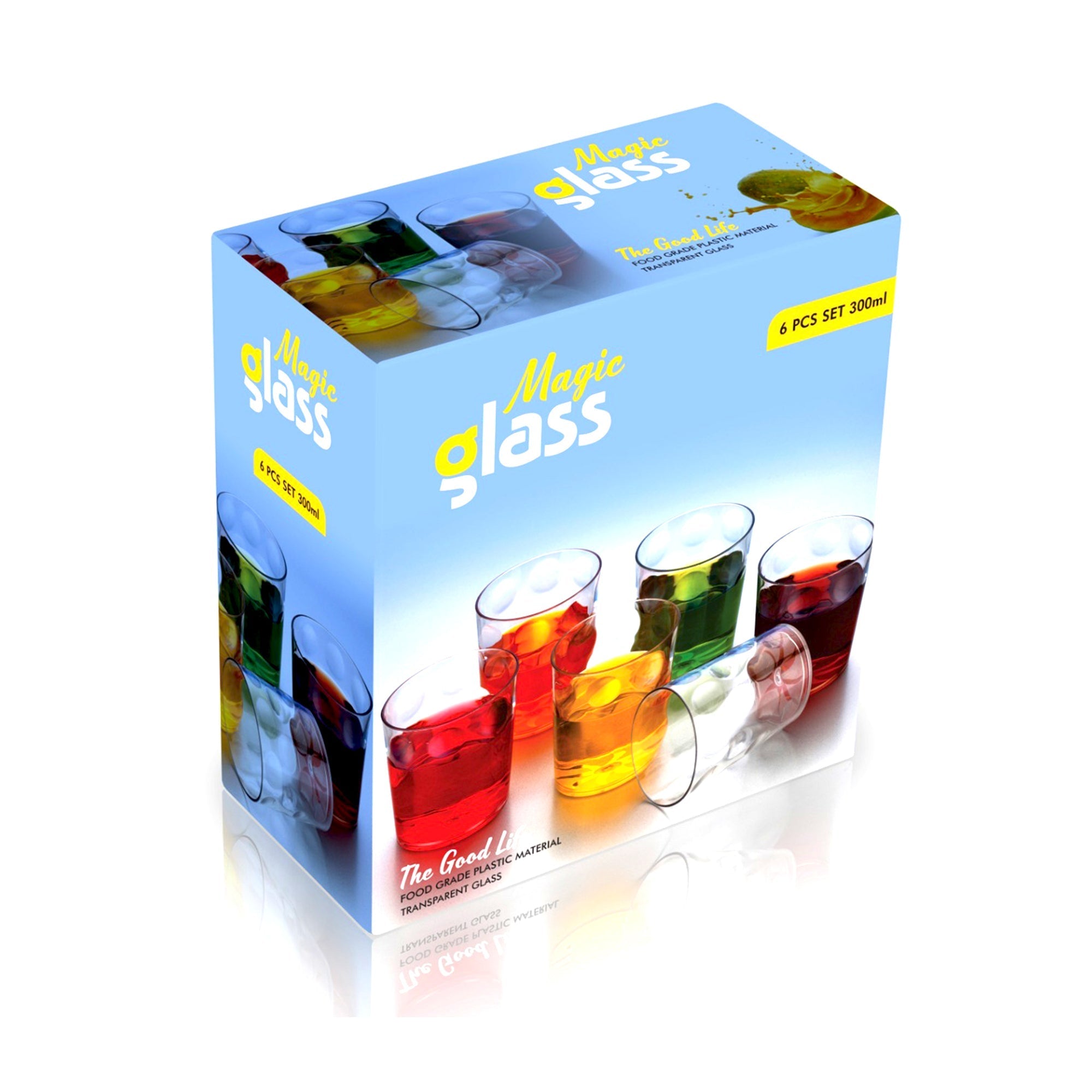 Multi-purpose 300ml plastic drinking glasses, perfect for water, juice, or cold beverages.
