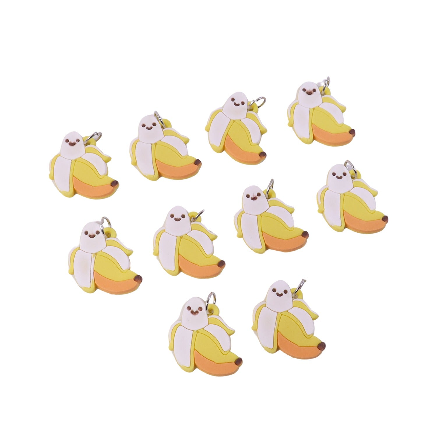 Cute Cartoon Banana Bag Charm Keychain Set (10 Pc)