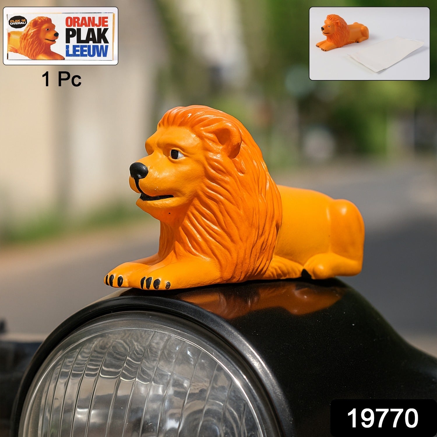 Lion car dashboard toy securely fixed on vehicle dashboard