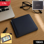 Men's slim bi-fold wallet neatly packed in premium gift box for gifting