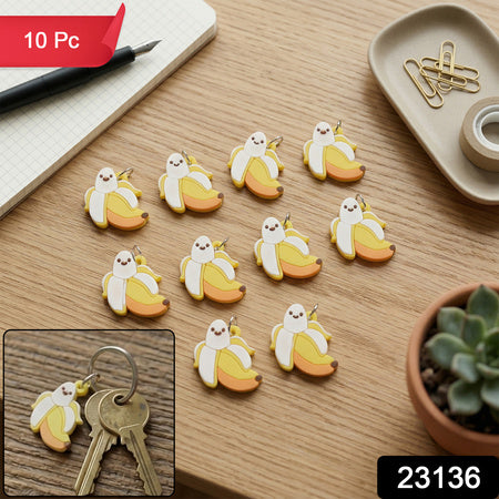 Cute Cartoon Banana Bag Charm Keychain Set (10 Pc)