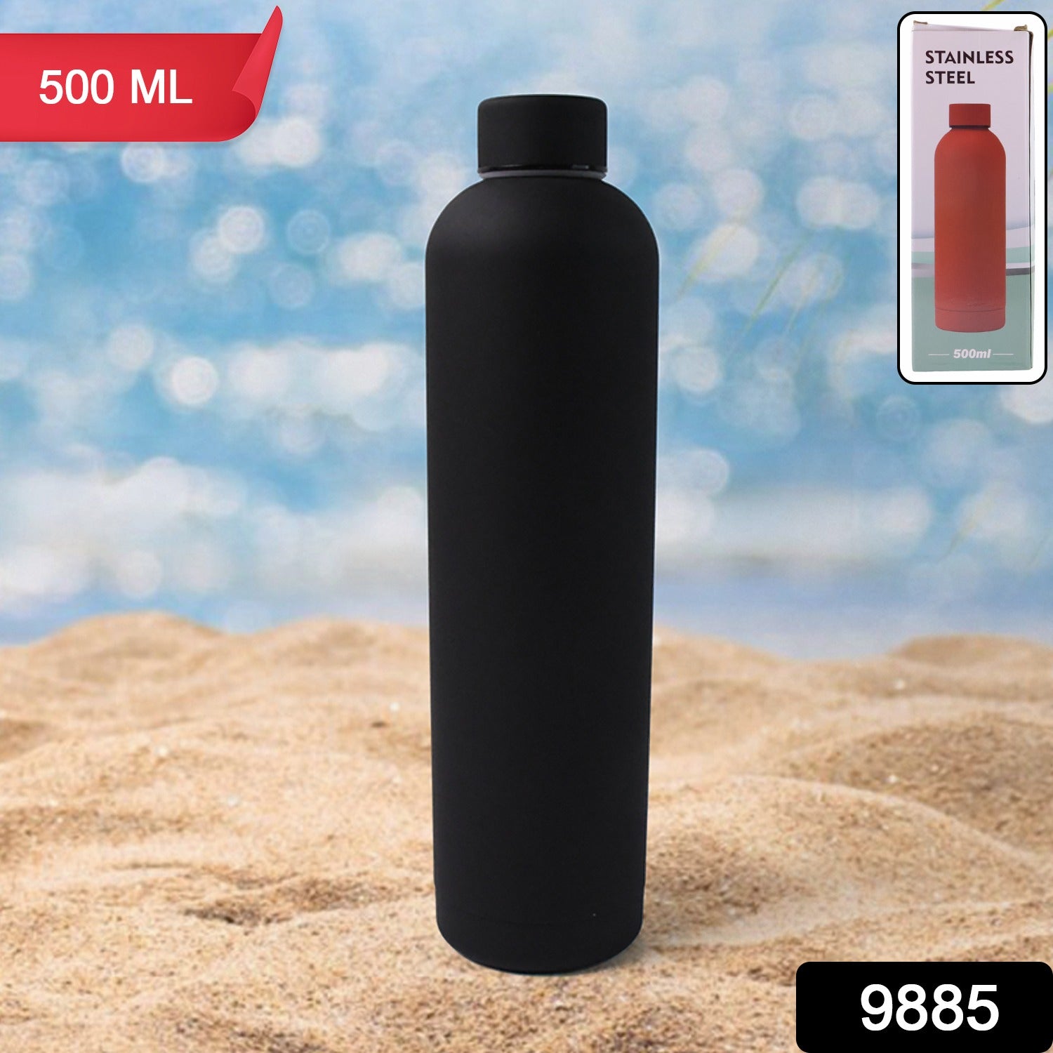 Portable double wall stainless steel water flask, 500ml size, leak-proof