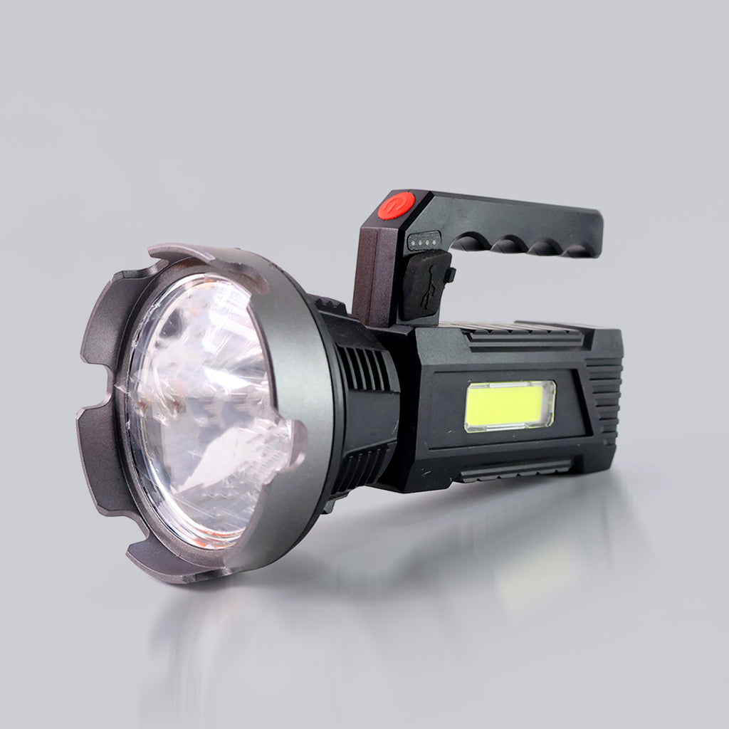 Heavy-duty Rechargeable Usb Led Hand Torch With Cob Side Light (1 Pc)