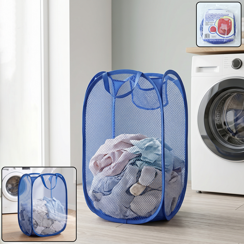 Pop Up Mesh Laundry Basket Lightweight Clothes Hamper (1 Pc34x34x58cm)