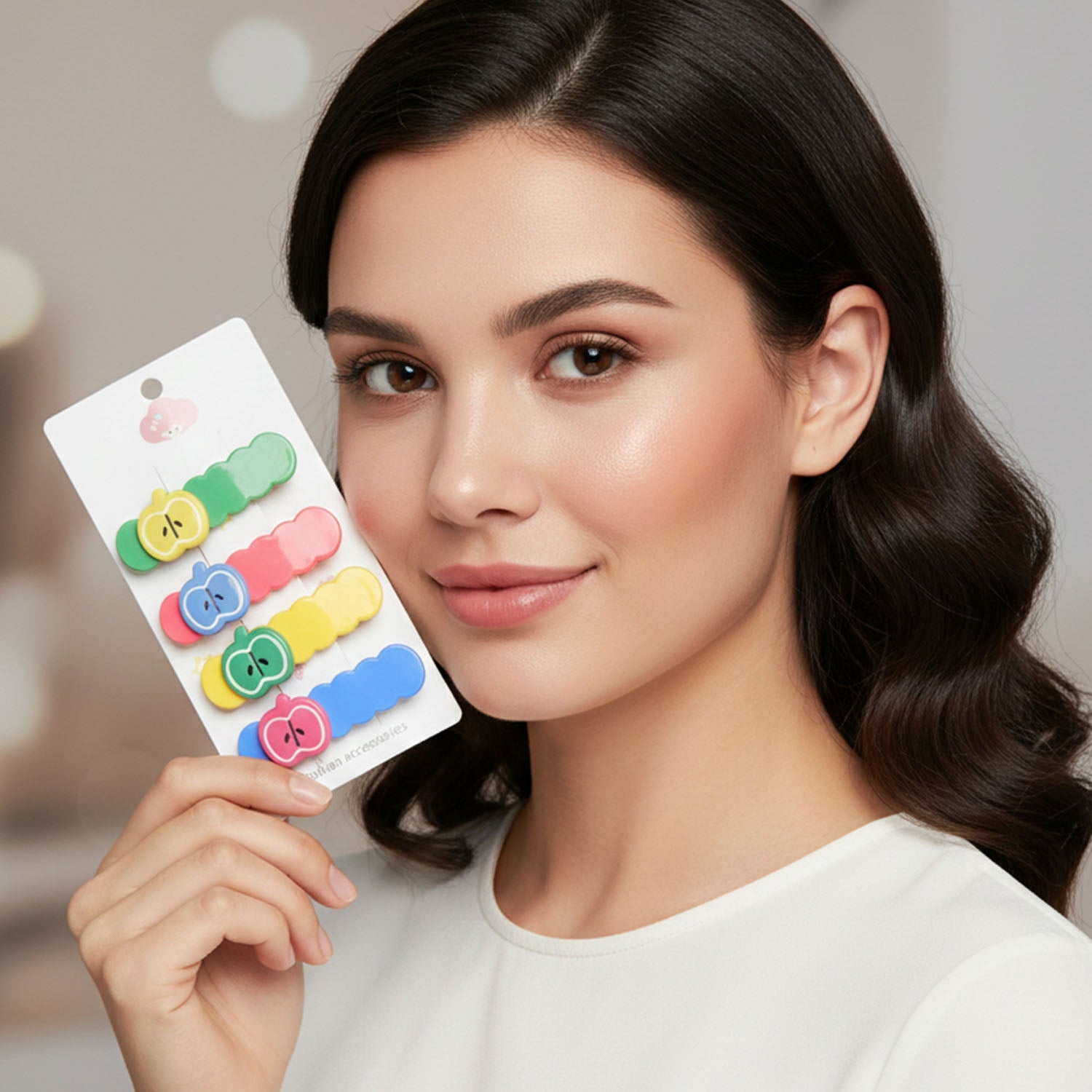 Bright and playful apple hair clips as decorative hair accessories for girls