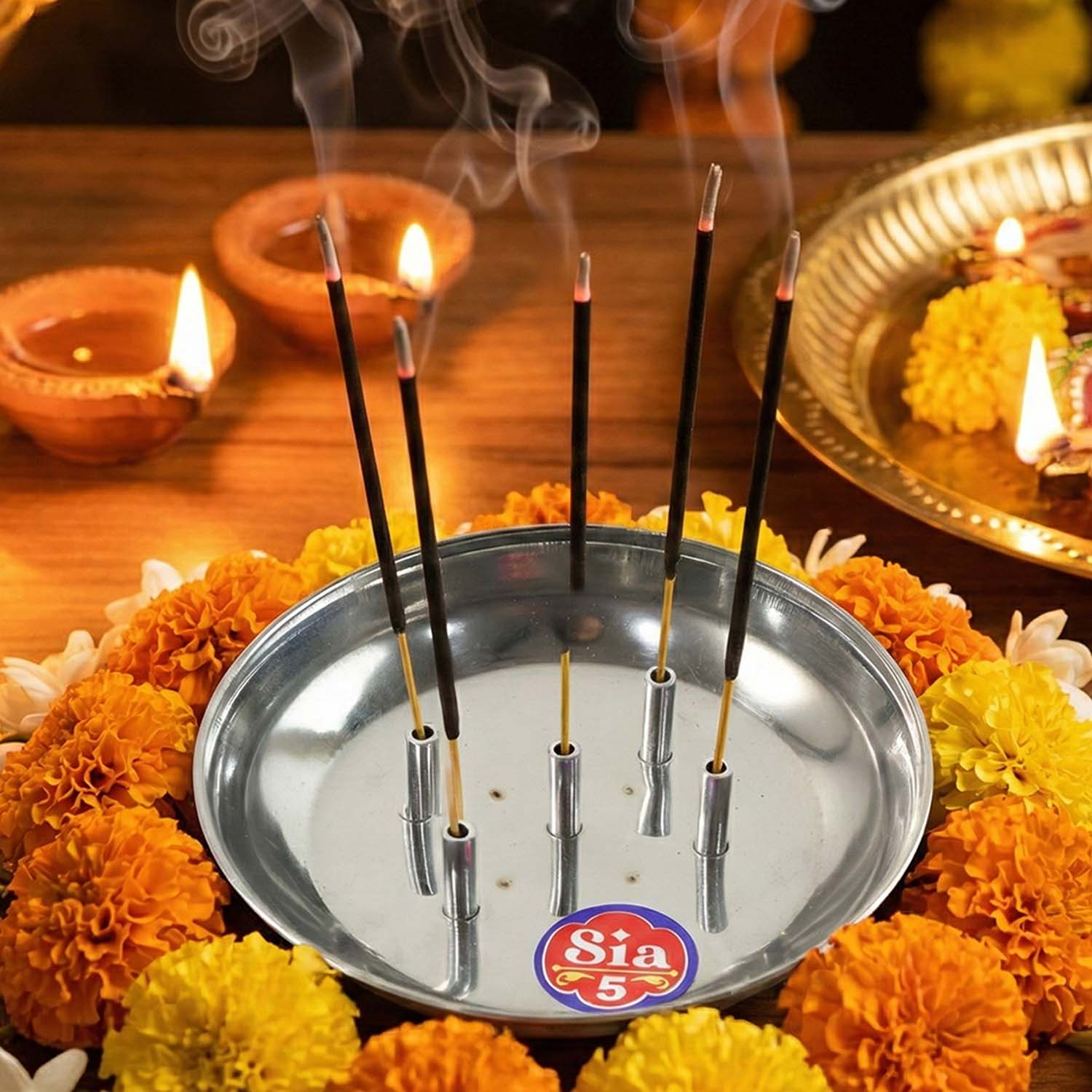 Durable stainless steel incense stand with a stable base and ash tray