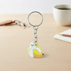 Decorative banana cartoon keychain with metal ring used as bag charm