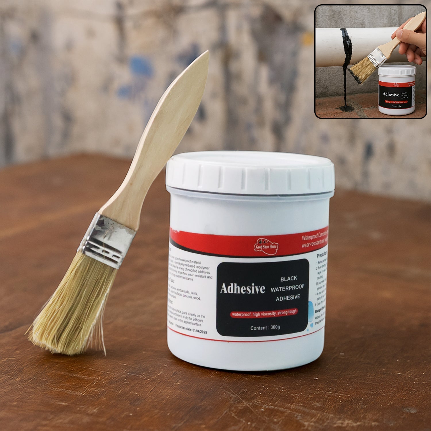 Black waterproof adhesive paste tube for leak sealing and repairs