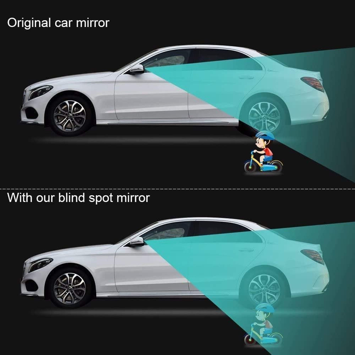 Car side mirror equipped with white round blind spot mirror