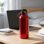 Compact reusable water bottle with screw cap and carry ring for travel and office use