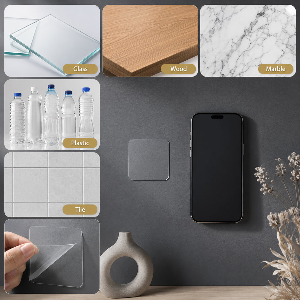 Double Side Sticker Transparent Nano Adhesive Wall Mounting Tape (48x48mm 80 Pc)