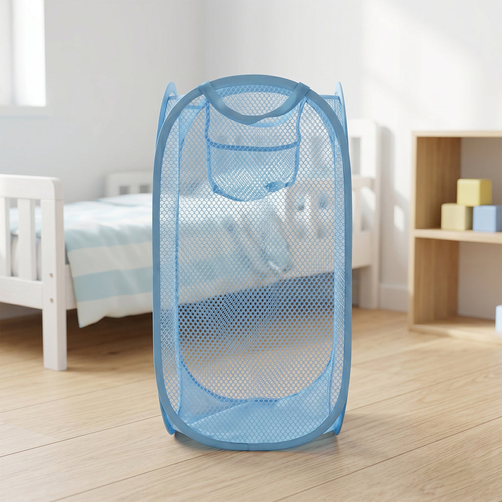 Large Mesh Pop Up Laundry Basket Clothes Storage Hamper (1 Pc 54x30cm)