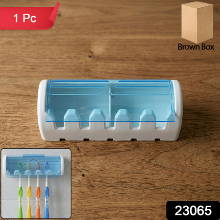 Wall Mounted Toothbrush Holder With Protective Cover (1 Pc)