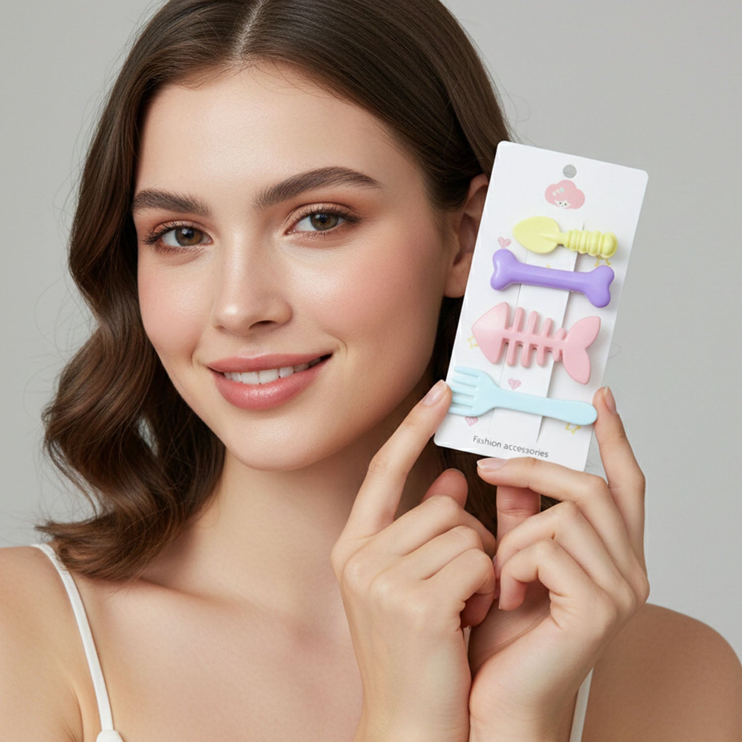 Assorted cartoon hair clips with bright designs ideal for children's hairstyles.