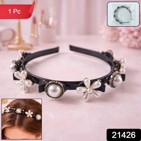 Luxury Pearl Floral Hair Band For Women  Girls (1 Pc)