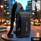 Trendy Anti-theft Crossbody Sling Bag With Usb Charging Port (1 Pc)
