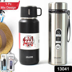13041 Stainless Steel Vacuum Insulated Water Bottle  Cup  Leak Proof Flask For Tea Coffee  Reusable Water Bottle With Hanging Strap  Bottle For Hot  Cold Drinks Wide Mouth Water Flask (900 Ml  Mix Color)