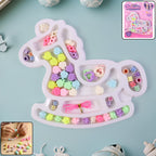 Colorful DIY kids beads jewellery making set with alphabet and flower beads in organized tray