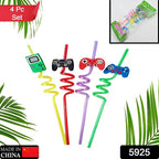 5925 Reusable Straws Are Perfect For Kids Summer Parties. Plastic Straws Reusable Drinking Straws With Cartoon Decoration For Kids Birthday Party Favorsnbspor Other Summer Celebration (4 Pc Set)