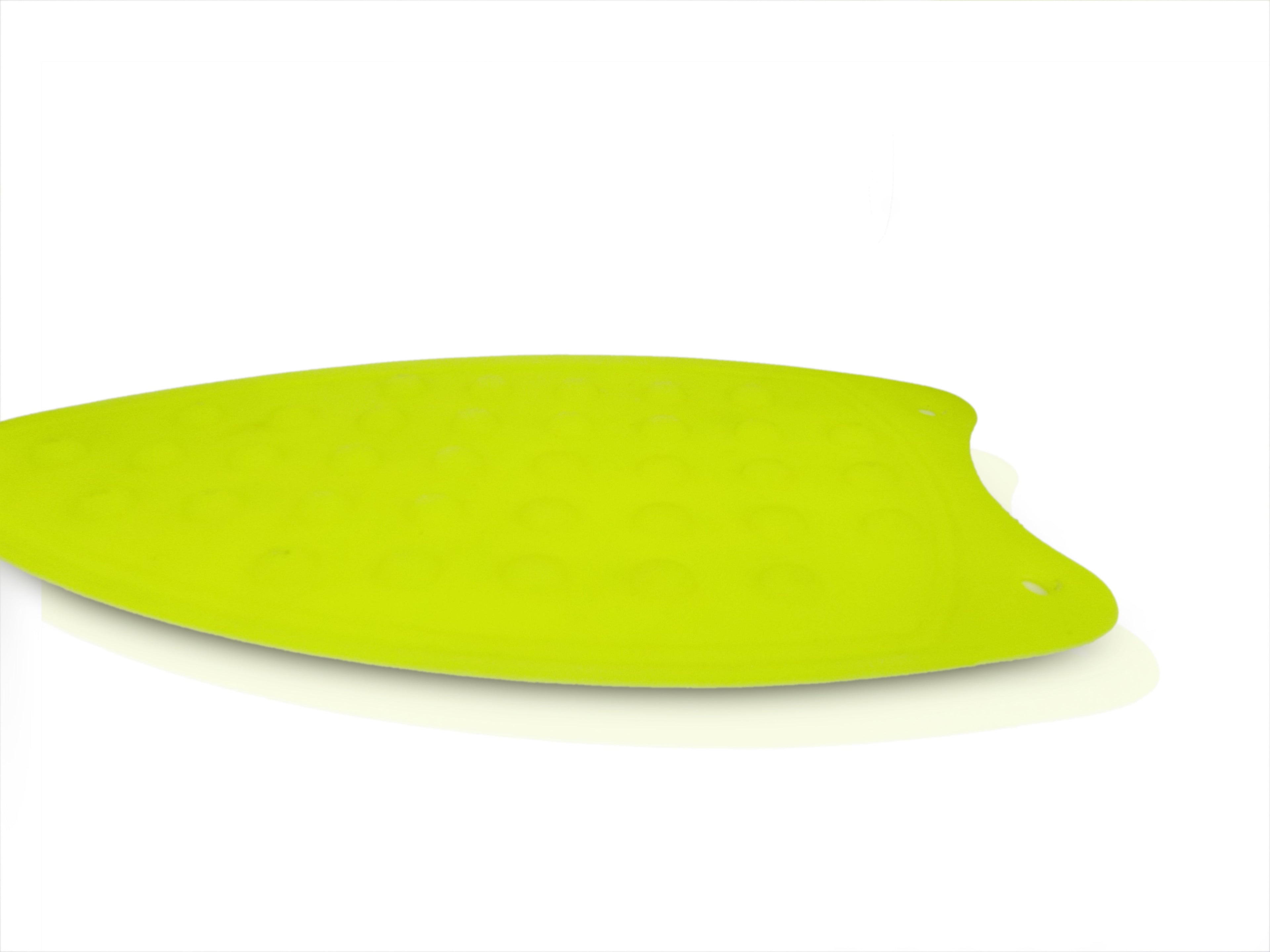 A hot iron resting safely on the non-slip Heat Resistant Silicone Iron Mat.