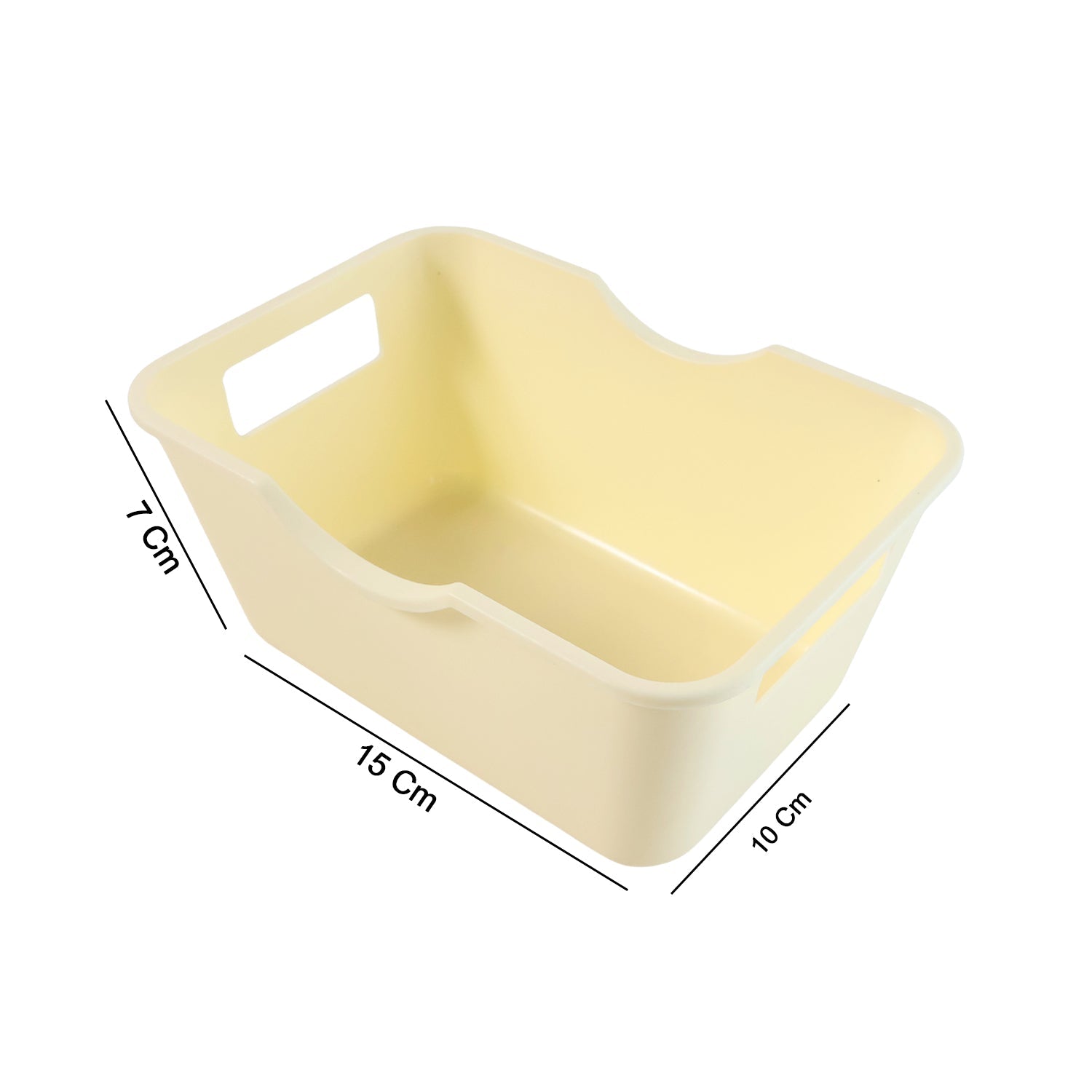 Utility storage basket organizer with smooth edges and side handles