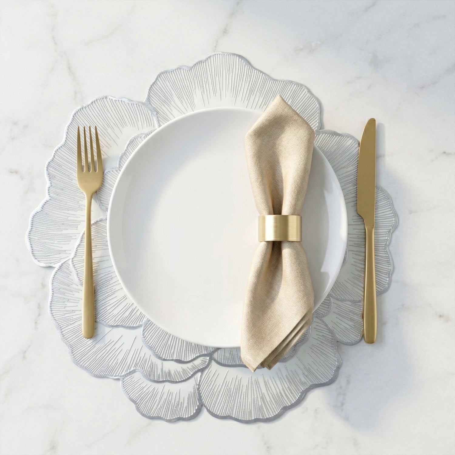 Heat-resistant floral PVC table mat in a stylish setting