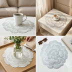 Decorative floral PVC table mat on a dining surface
