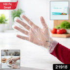 Small size disposable plastic gloves in transparent packing