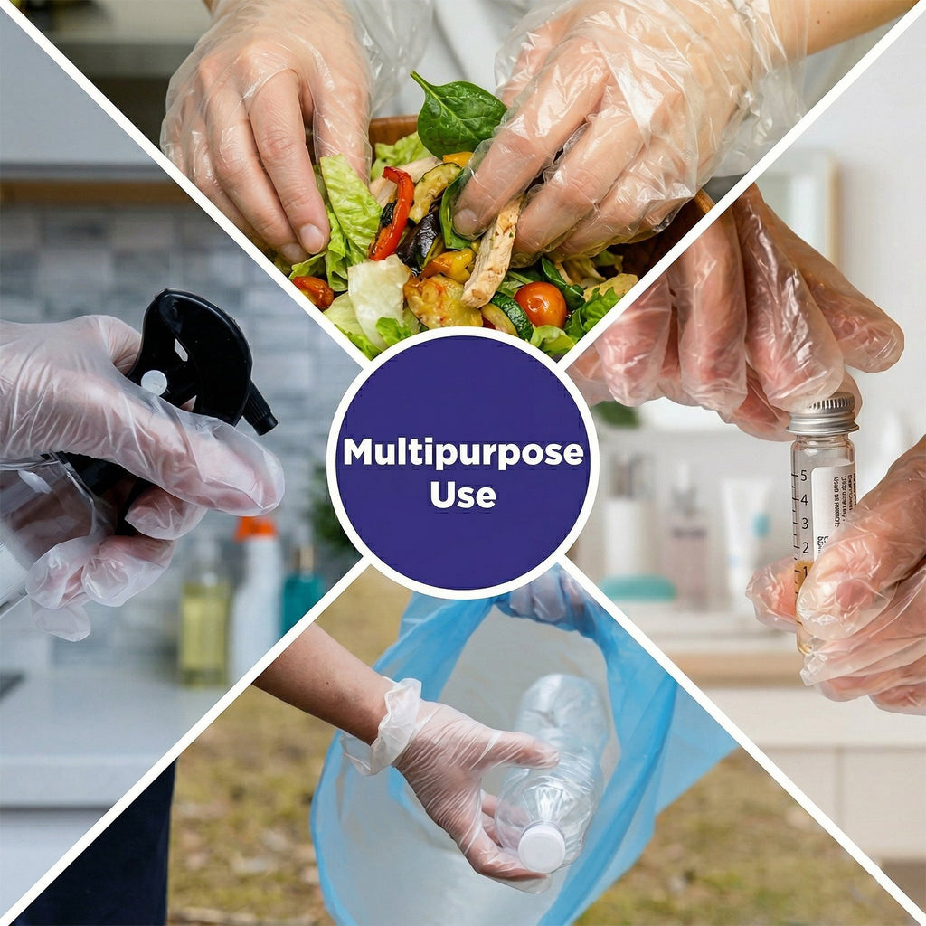 Food handling disposable gloves, transparent and lightweight