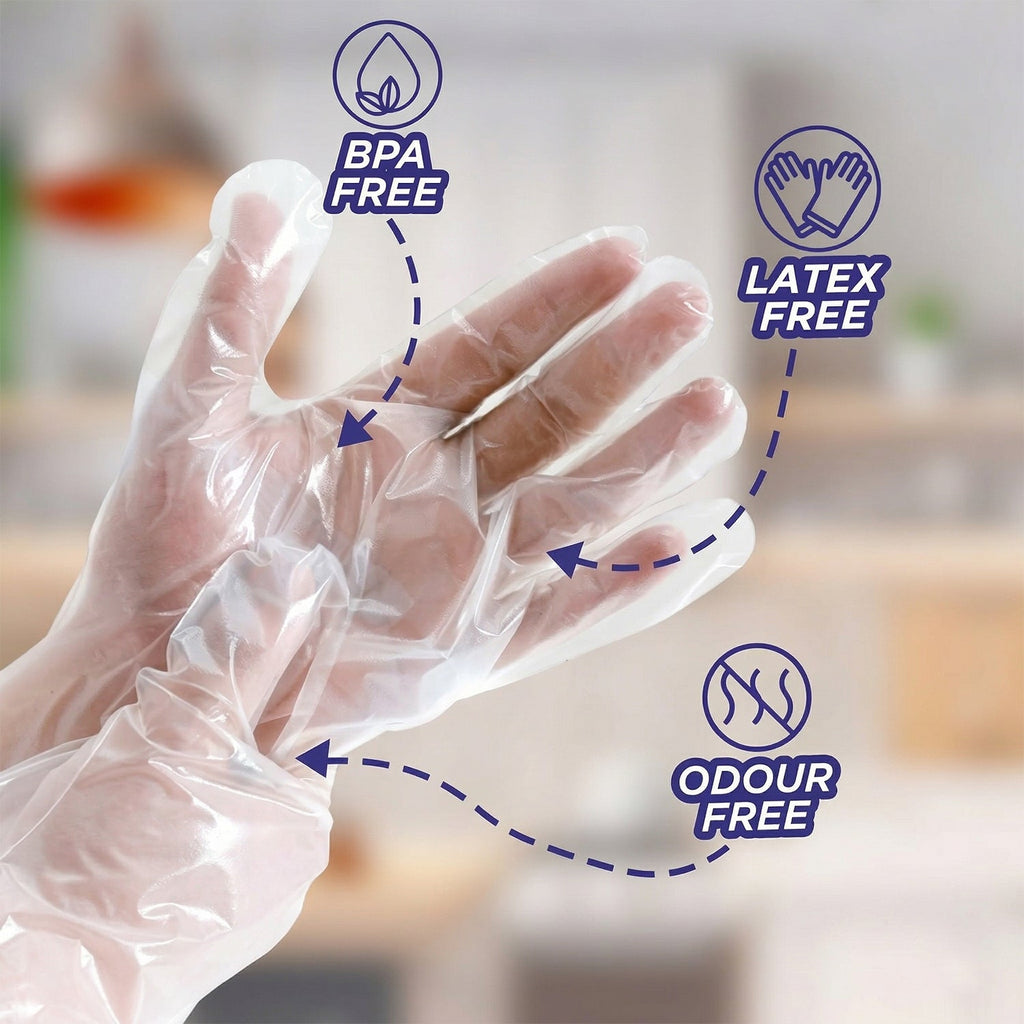Single use plastic gloves for cleaning and food safety