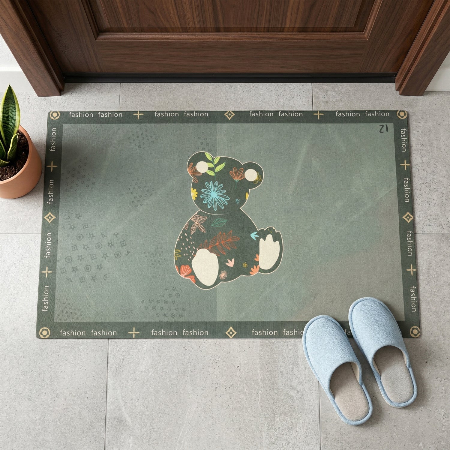 Stylish indoor and outdoor door mat with durable anti slip backing