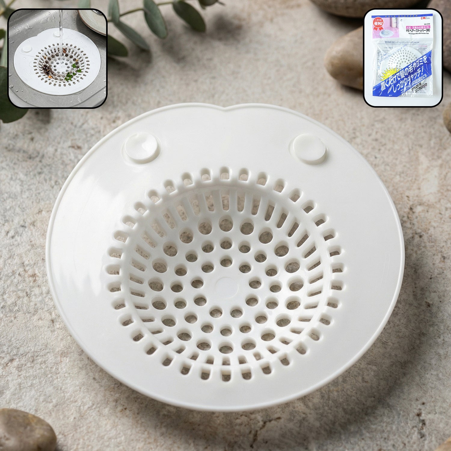 Silicone sink drain strainer in use in kitchen sink