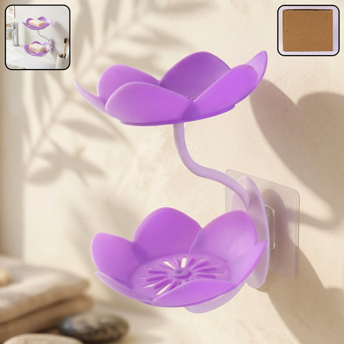 Flower shape double layer soap dish with petal design