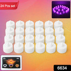 6634  Flameless Led Tealights Smokeless Plastic Decorative Candles - Led Tea Light Candle For Home Decoration (Pack Of 24)