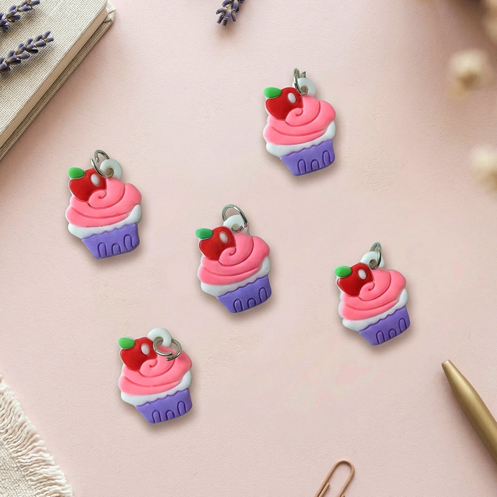 Cute Cupcake Shape Bag Charm Keychain Set (10 Pc)