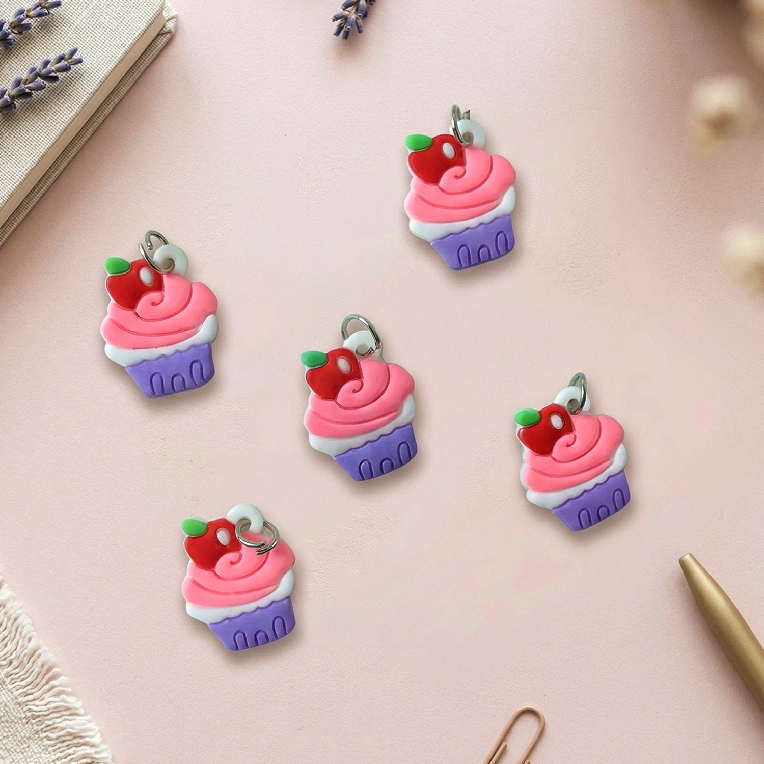 Cute Cupcake Shape Bag Charm Keychain Set (10 Pc)