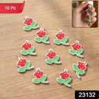 Rose Flower Design Bag Charm Keychain Set (10 Pc)