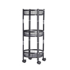3-layer Round Metal Mesh Utility Storage Trolley With Wheels