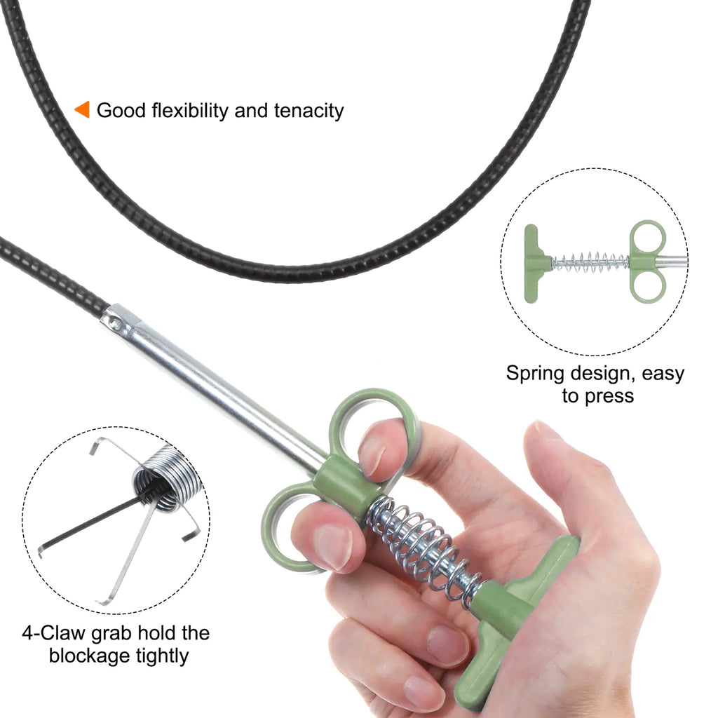 Flexible Spring Drain Cleaning Tool With Hand Grip (1 Pc  157 Cm)
