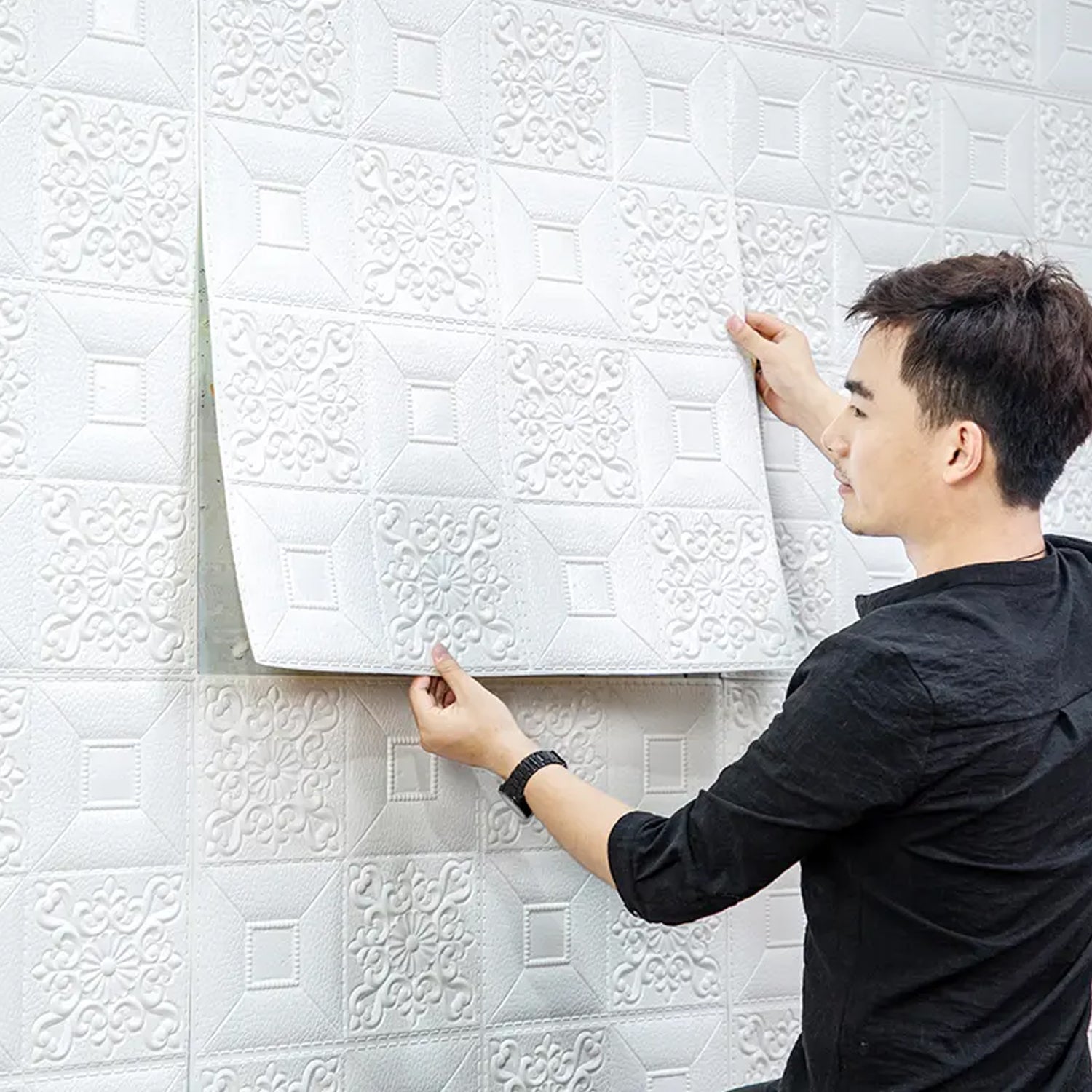 9276 Wallpaper 3d Foam Wallpaper Sticker Panels I Ceiling Wallpaper For Living Room Bedroom I Furniture Door I Foam Tiles (Square Design)