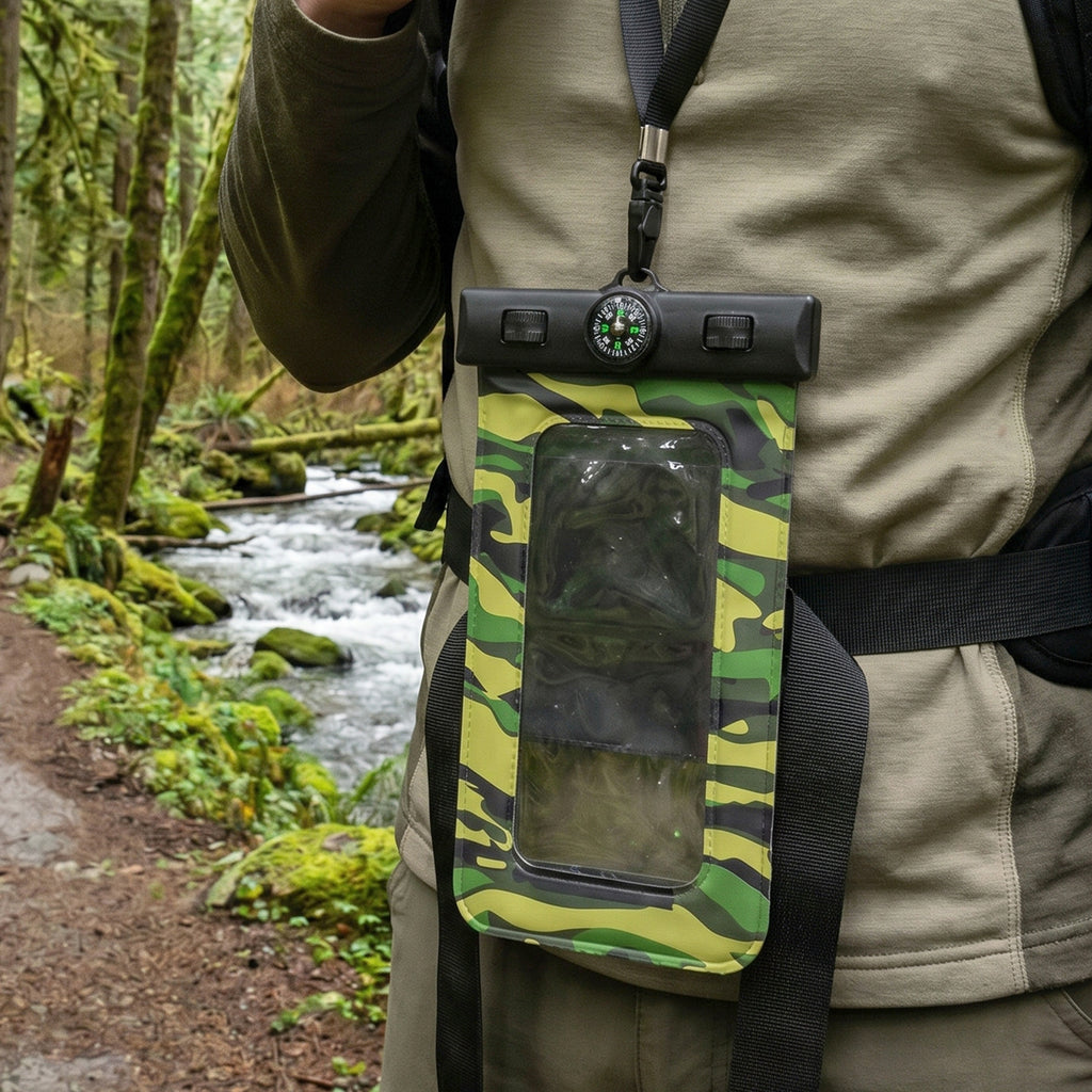 Mix Color Waterproof Mobile Pouch With Compass  1 Pc Universal Phone Case With Lanyard
