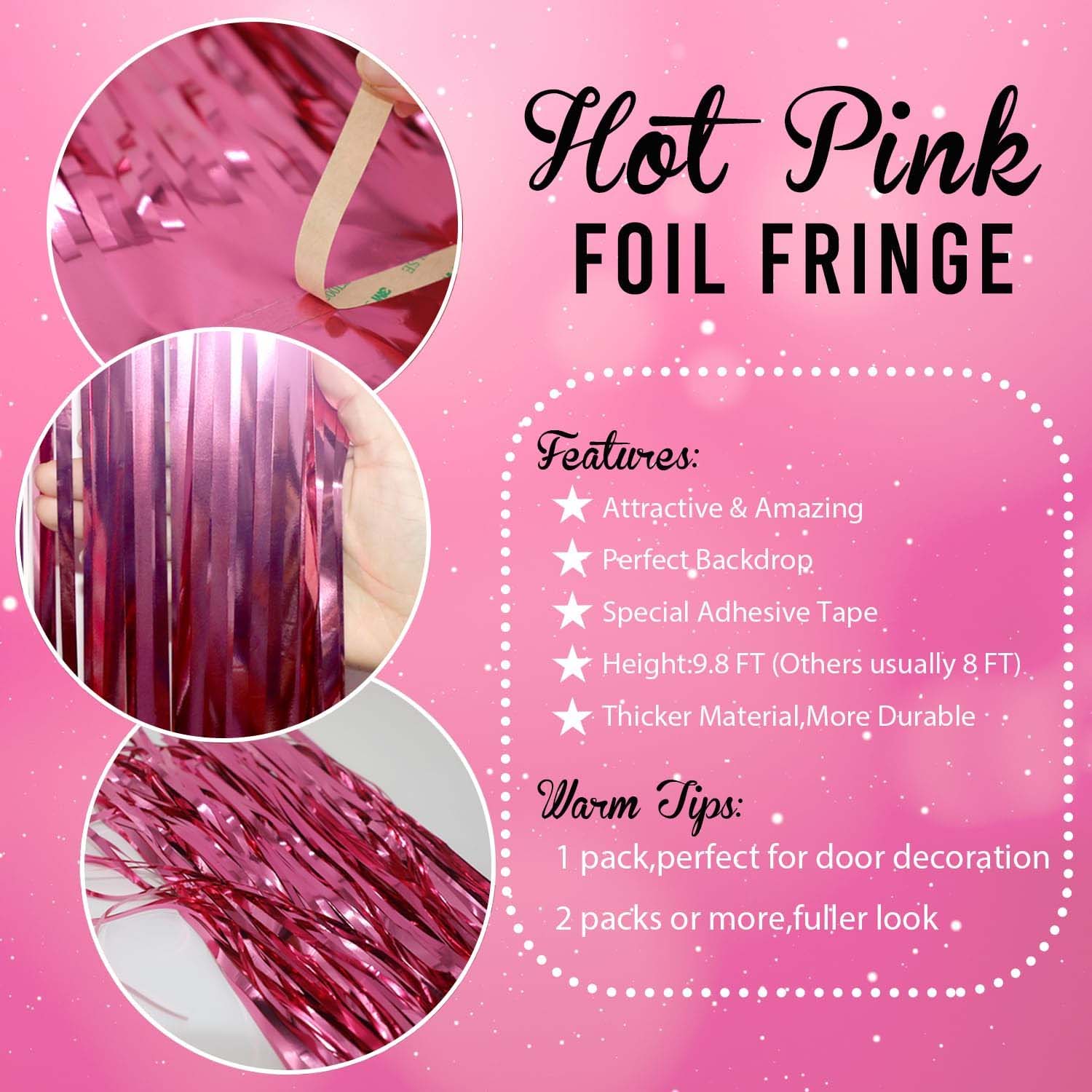 Close-up of reflective shimmering foil strands of a party fringe curtain.