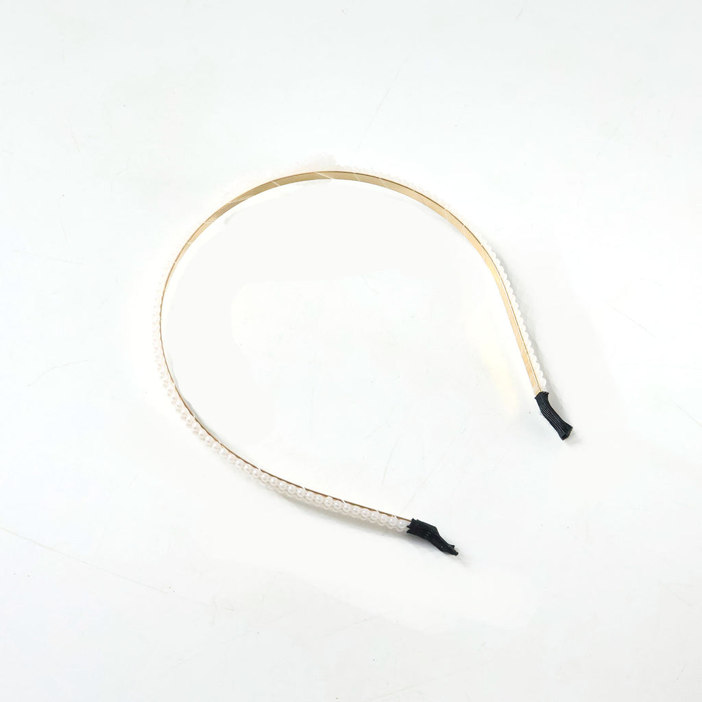 Elegant Pearl Beaded Slim Metal Hair Band (1 Pc)