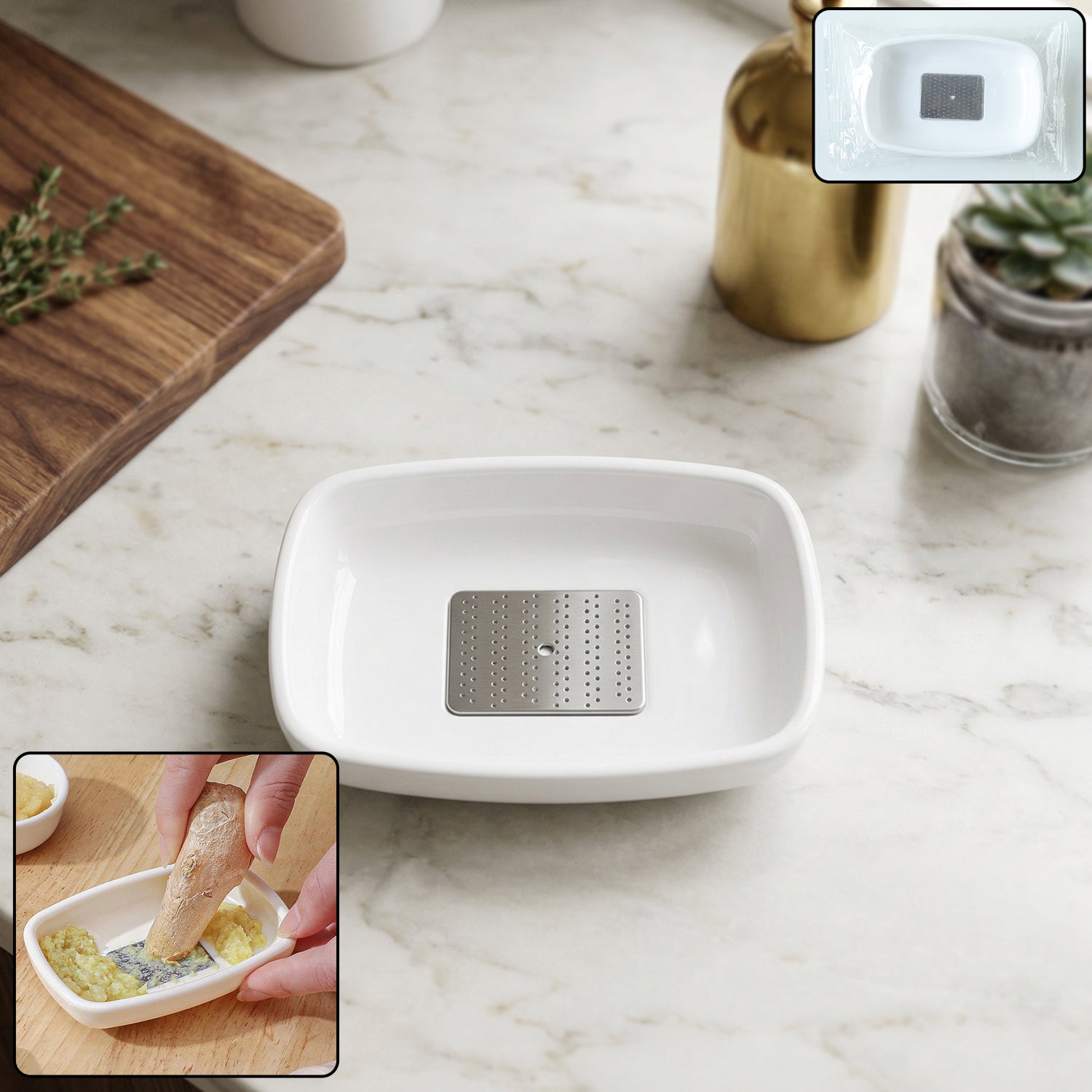 Garlic ginger grinding plate with stainless steel surface