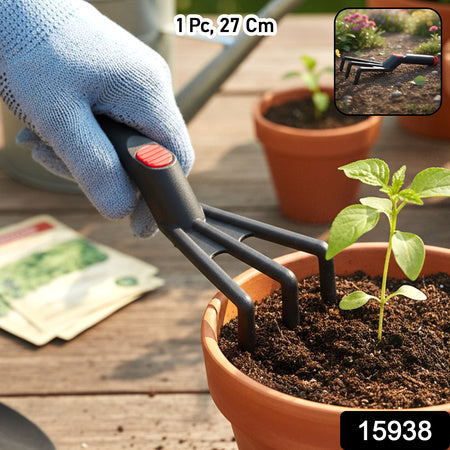 Hand Garden Cultivator Rake Plastic Gardening Tool (1 Pc 27 Cm)