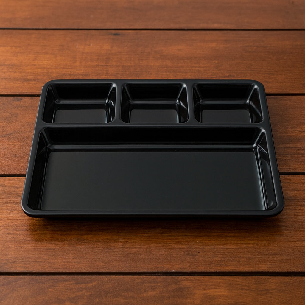 Plastic 4-compartment Rectangular Meal Serving Tray  Sectioned Dining Plate (1 Pc)