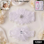 Soft Elastic Baby Hair Headband With Floral Lace Design (1 Pc Mix Design)