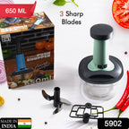 5902 Push Chopper Manual Food Chopper And Hand Push Vegetable Chopper Cutter Mixer Set For Kitchen With 3 Stainless Steel Blade.
