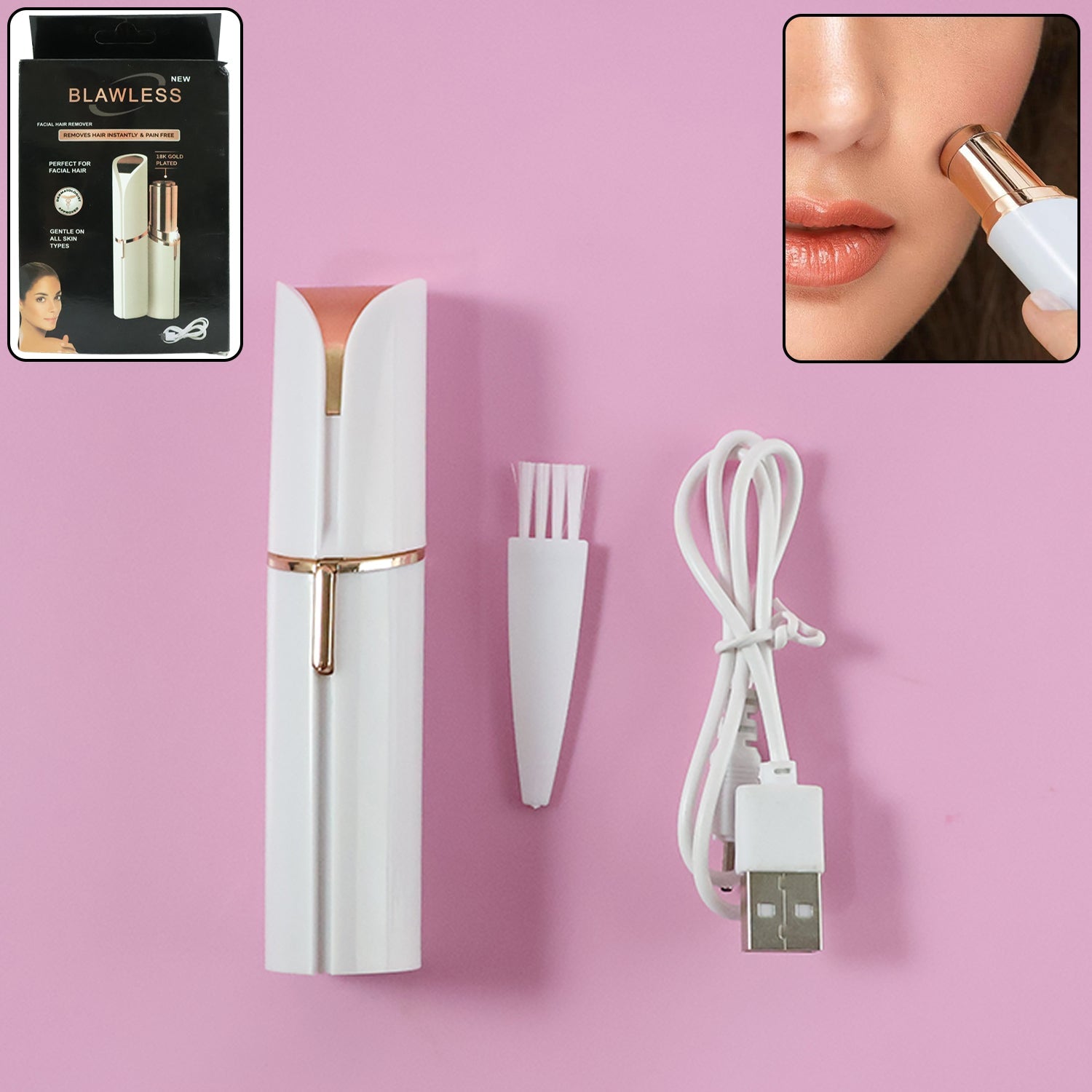 Rechargeable facial hair remover set for women with precision trimming